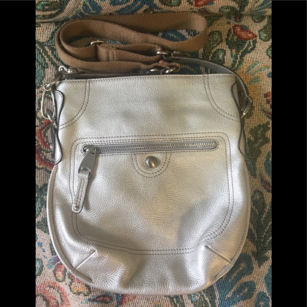 ❤️B. Markowski Silver Pewter Pebble Leather Bag.